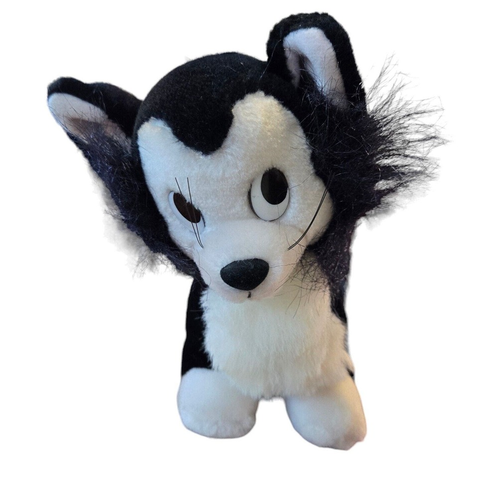 Disneyland Disney‎ Pinnochio Cat Black White Plush Stuffed Animal 8" Vintage